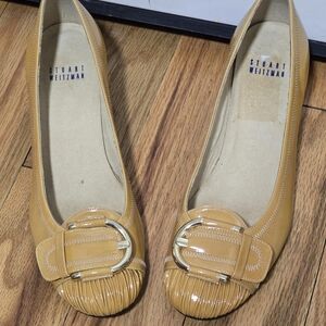 Stuart Weitzman Buckle Detail Mustard Flats, Size 7